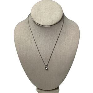 Swarovski Silver Tone Double Crystal Solitaire Pendant Necklace Elegant A5-25